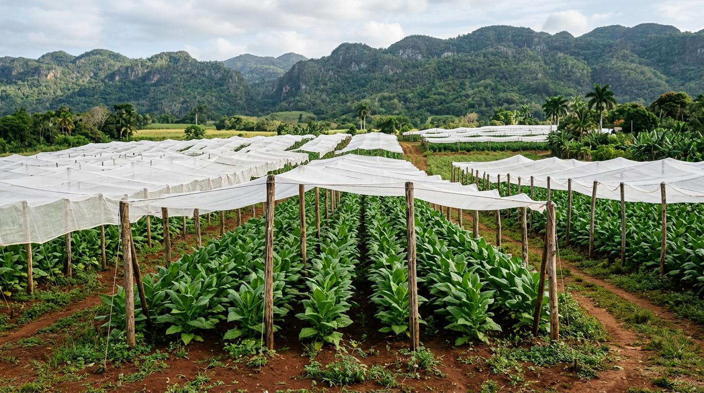 Shade-grown tobacco under cloth